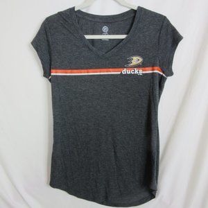 Ducks Hockey Women's T Shirt NHL Anaheim Official Gray Cap Sleeve Size Small